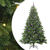 Produktbild för Konstgjord julgran med 300 LED-lampor Grön 210 cm PE och PVC