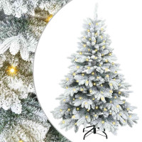Produktbild för Konstgjord julgran med 150 LED-lampor Vit 150 cm PE och PVC