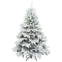 Produktbild för Konstgjord julgran med 150 LED-lampor Vit 150 cm PE och PVC