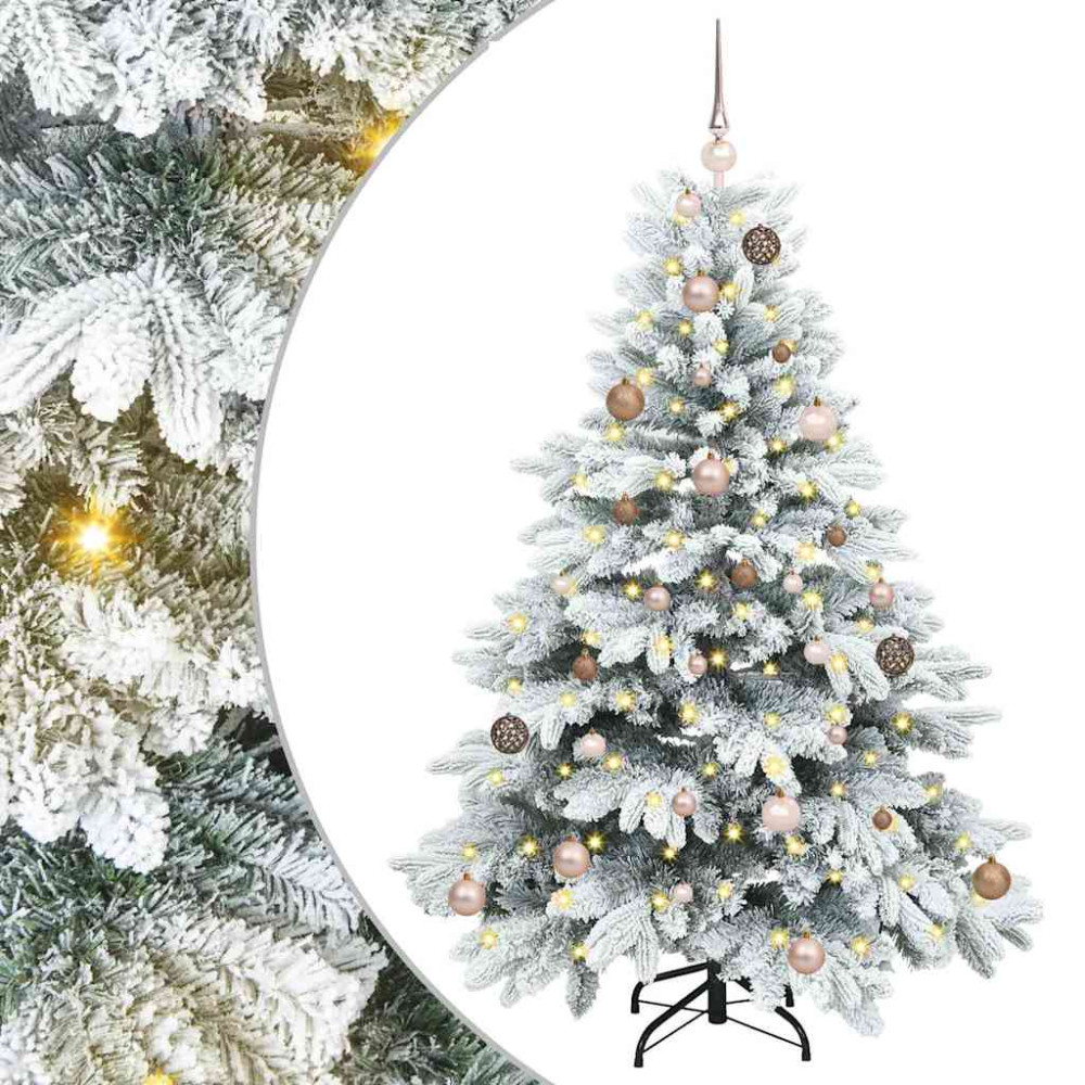 Produktbild för Konstgjord julgran med 150 LED-lampor Vit 150 cm PE och PVC