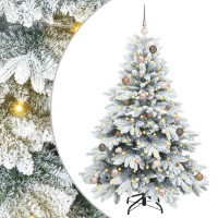 Produktbild för Konstgjord julgran med 150 LED-lampor Vit 150 cm PE och PVC