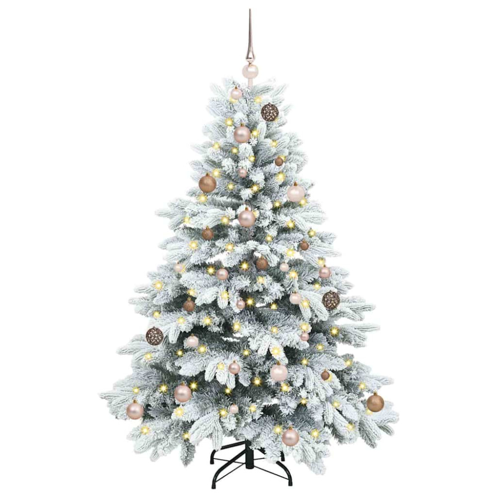 Produktbild för Konstgjord julgran med 150 LED-lampor Vit 150 cm PE och PVC