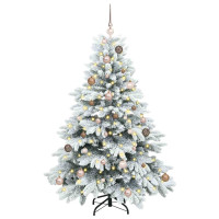 Produktbild för Konstgjord julgran med 150 LED-lampor Vit 150 cm PE och PVC