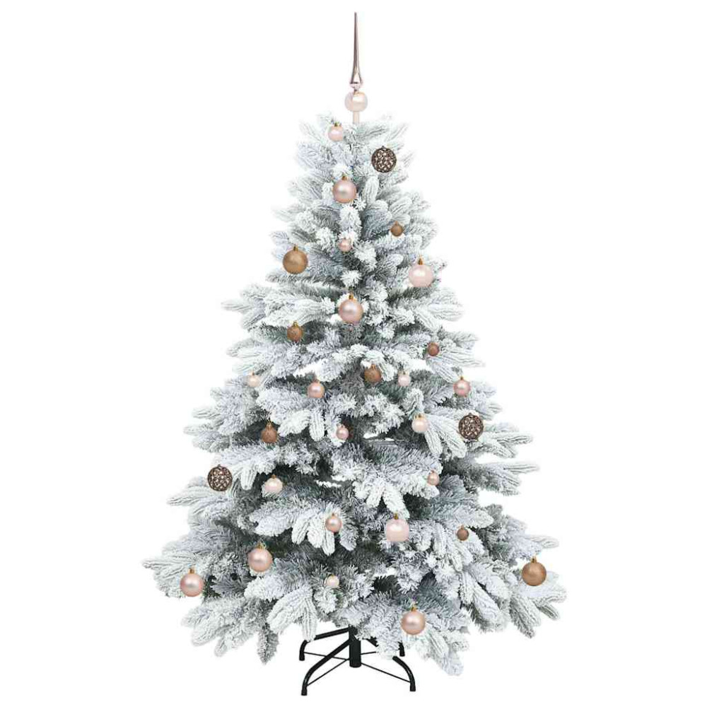 Produktbild för Konstgjord julgran med 150 LED-lampor Vit 150 cm PE och PVC