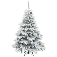Produktbild för Konstgjord julgran med 150 LED-lampor Vit 150 cm PE och PVC