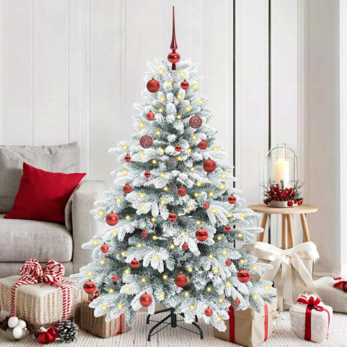 vidaXL Konstgjord julgran med 150 LED-lampor Vit 150 cm PE och PVC