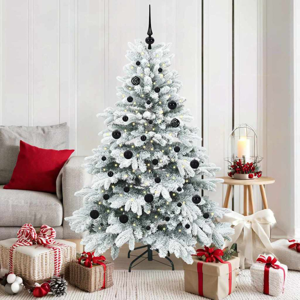 Produktbild för Konstgjord julgran med 150 LED-lampor Vit 150 cm PE och PVC