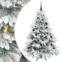 Produktbild för Konstgjord julgran med 150 LED-lampor Vit 150 cm PE och PVC