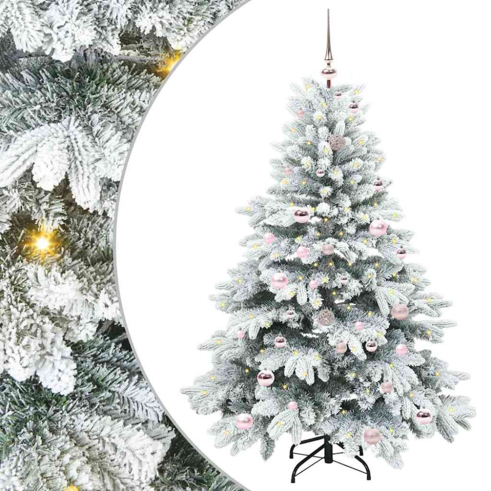 Produktbild för Konstgjord julgran med 150 LED-lampor Vit 150 cm PE och PVC