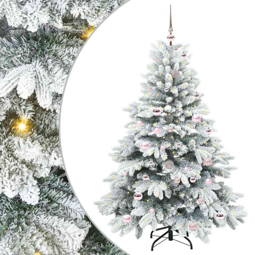 vidaXL Konstgjord julgran med 150 LED-lampor Vit 150 cm PE och PVC