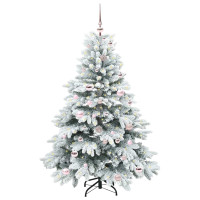 Produktbild för Konstgjord julgran med 150 LED-lampor Vit 150 cm PE och PVC