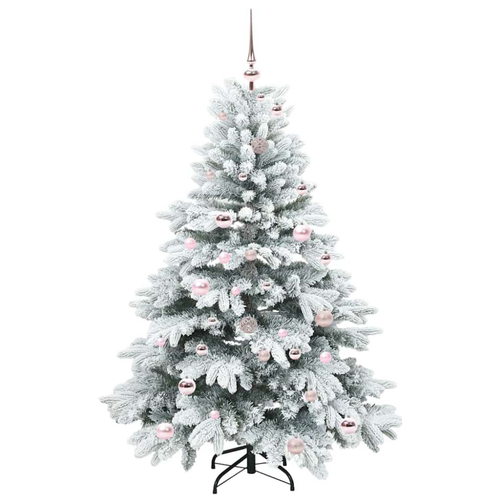 Produktbild för Konstgjord julgran med 150 LED-lampor Vit 150 cm PE och PVC