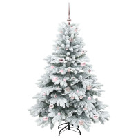 Produktbild för Konstgjord julgran med 150 LED-lampor Vit 150 cm PE och PVC