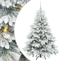 Produktbild för Konstgjord julgran med 150 LED-lampor Vit 150 cm PE och PVC