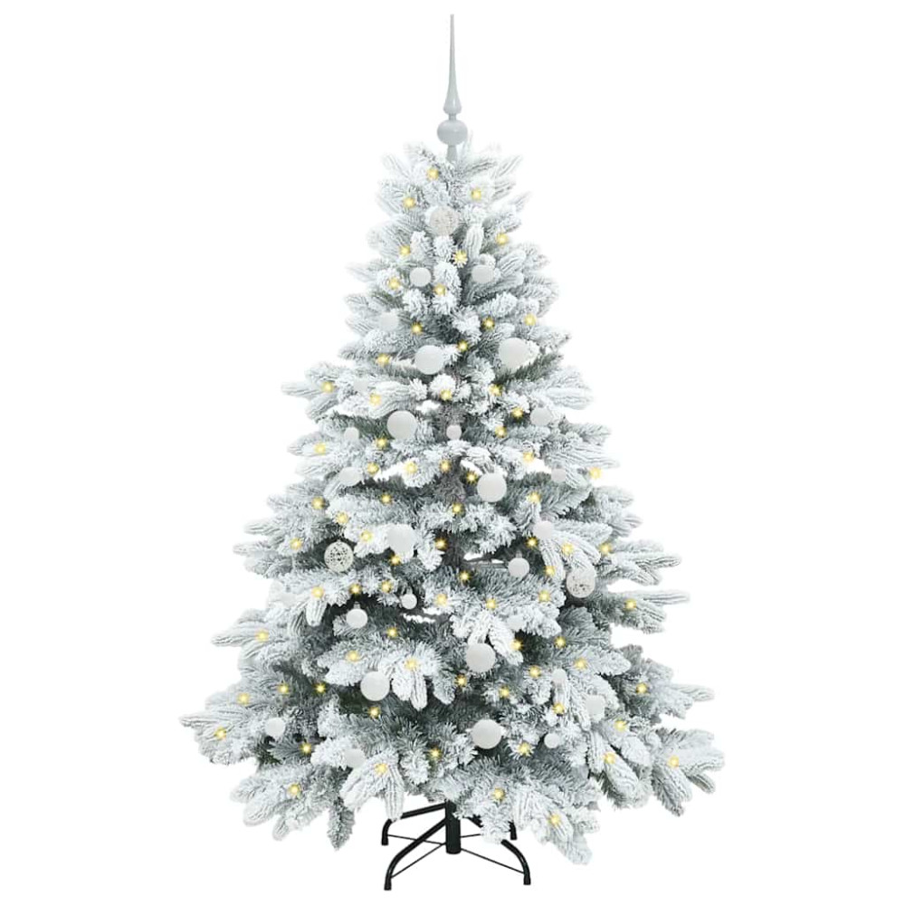 Produktbild för Konstgjord julgran med 150 LED-lampor Vit 150 cm PE och PVC