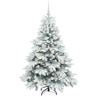 Produktbild för Konstgjord julgran med 150 LED-lampor Vit 150 cm PE och PVC