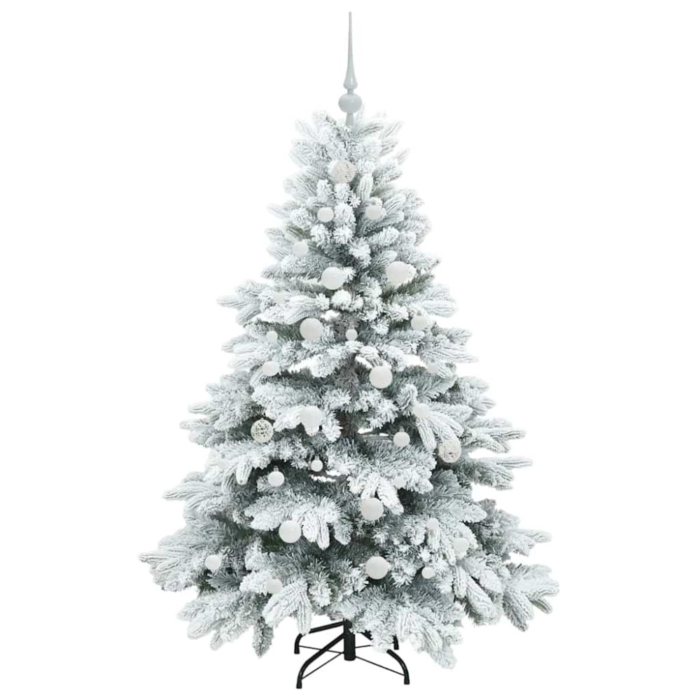 Produktbild för Konstgjord julgran med 150 LED-lampor Vit 150 cm PE och PVC