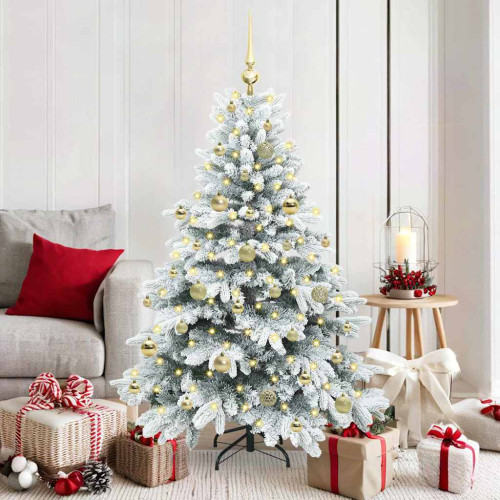 vidaXL Konstgjord julgran med 150 LED-lampor Vit 150 cm PE och PVC