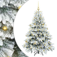 Produktbild för Konstgjord julgran med 150 LED-lampor Vit 150 cm PE och PVC