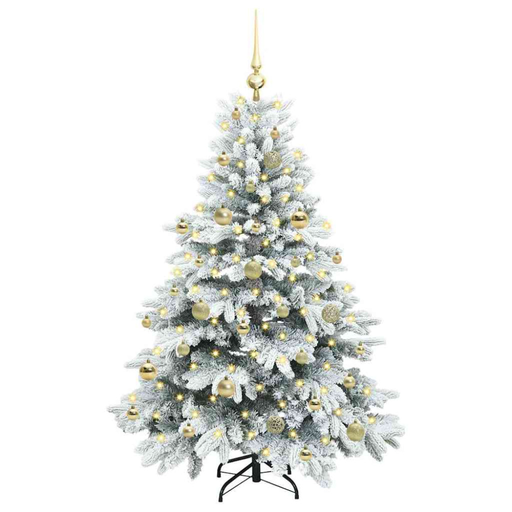 Produktbild för Konstgjord julgran med 150 LED-lampor Vit 150 cm PE och PVC