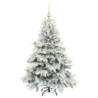 Produktbild för Konstgjord julgran med 150 LED-lampor Vit 150 cm PE och PVC