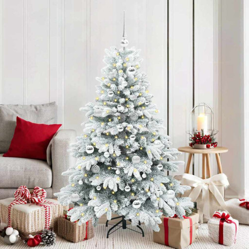 vidaXL Konstgjord julgran med 150 LED-lampor Vit 150 cm PE och PVC