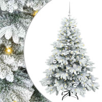 Produktbild för Konstgjord julgran med 150 LED-lampor Vit 150 cm PE och PVC