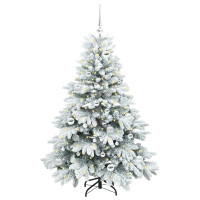 Produktbild för Konstgjord julgran med 150 LED-lampor Vit 150 cm PE och PVC