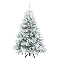 Produktbild för Konstgjord julgran med 150 LED-lampor Vit 150 cm PE och PVC