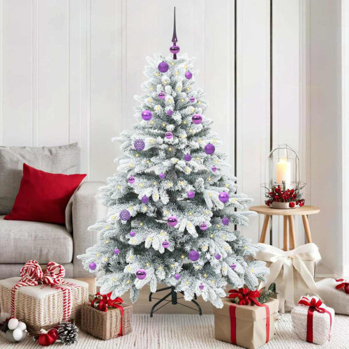 vidaXL Konstgjord julgran med 150 LED-lampor Vit 150 cm PE och PVC