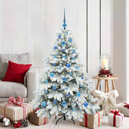 vidaXL Konstgjord julgran med 150 LED-lampor Vit 150 cm PE och PVC