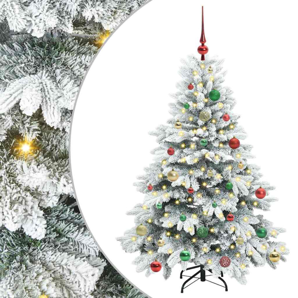 Produktbild för Konstgjord julgran med 150 LED-lampor Vit 150 cm PE och PVC