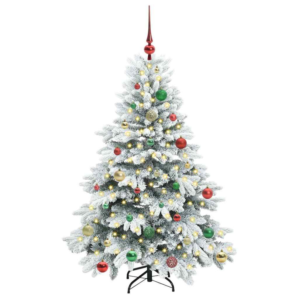 Produktbild för Konstgjord julgran med 150 LED-lampor Vit 150 cm PE och PVC