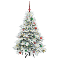 Produktbild för Konstgjord julgran med 150 LED-lampor Vit 150 cm PE och PVC