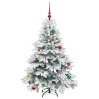 Produktbild för Konstgjord julgran med 150 LED-lampor Vit 150 cm PE och PVC