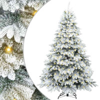 Produktbild för Konstgjord julgran med 300 LED-lampor Vit 180 cm PE och PVC