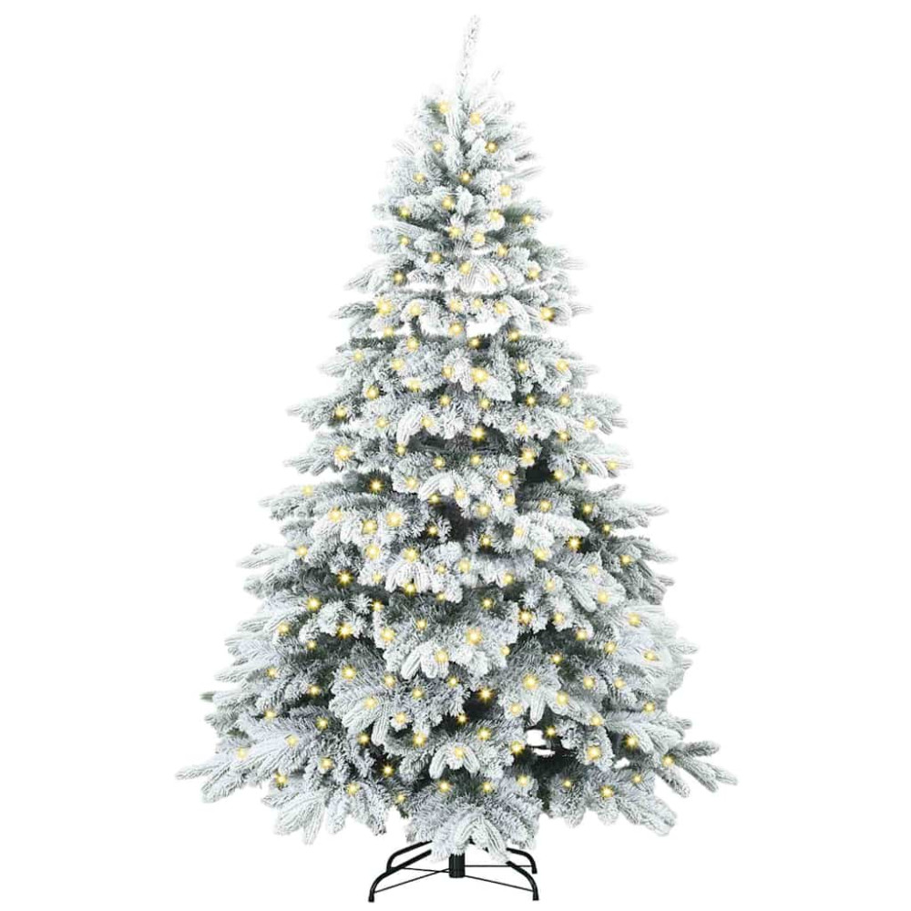Produktbild för Konstgjord julgran med 300 LED-lampor Vit 180 cm PE och PVC