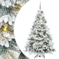 Produktbild för Konstgjord julgran med 300 LED-lampor Vit 180 cm PE och PVC