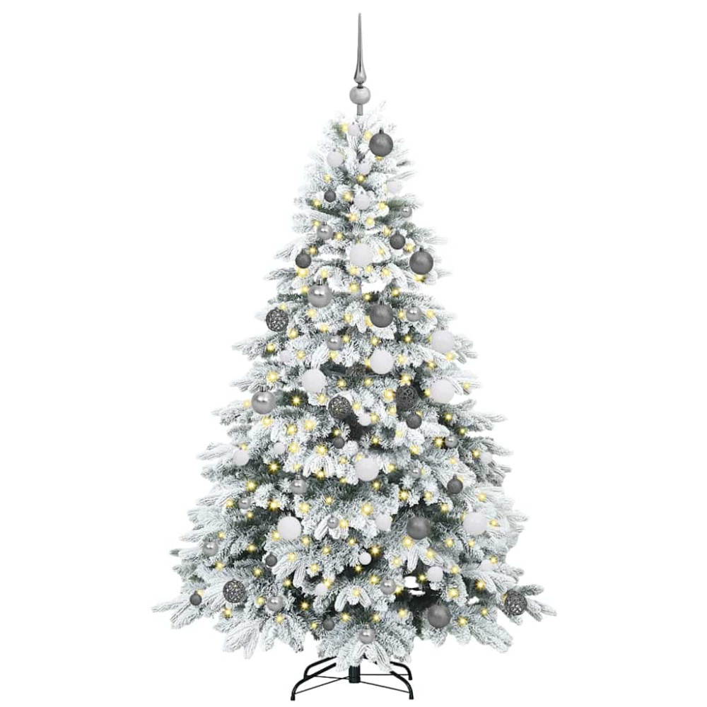 Produktbild för Konstgjord julgran med 300 LED-lampor Vit 180 cm PE och PVC
