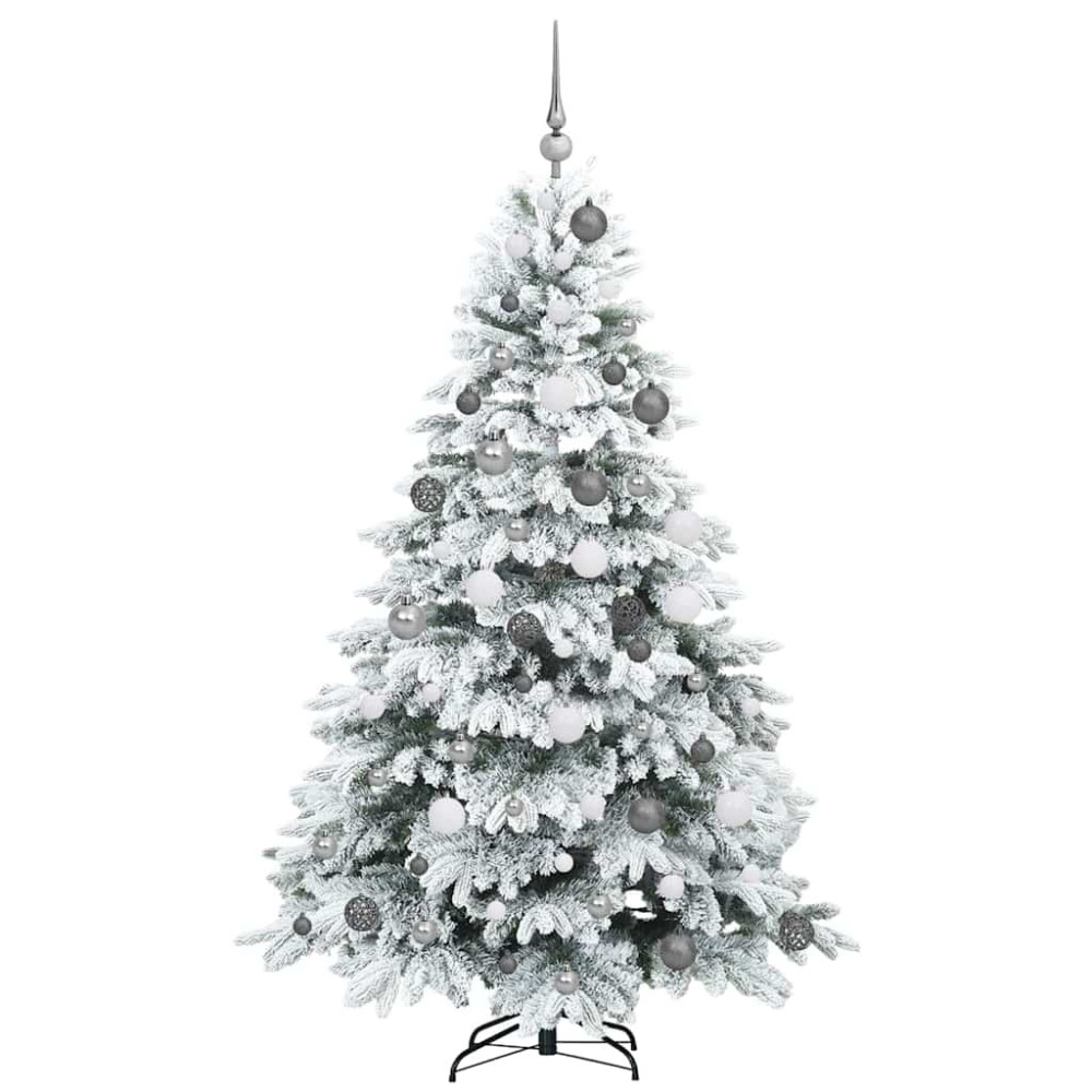 Produktbild för Konstgjord julgran med 300 LED-lampor Vit 180 cm PE och PVC