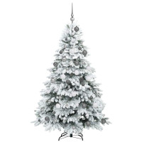 Produktbild för Konstgjord julgran med 300 LED-lampor Vit 180 cm PE och PVC