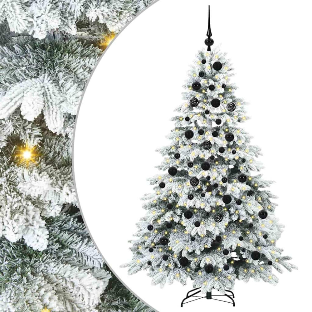 Produktbild för Konstgjord julgran med 300 LED-lampor Vit 180 cm PE och PVC