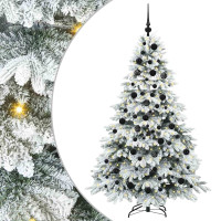 Produktbild för Konstgjord julgran med 300 LED-lampor Vit 180 cm PE och PVC
