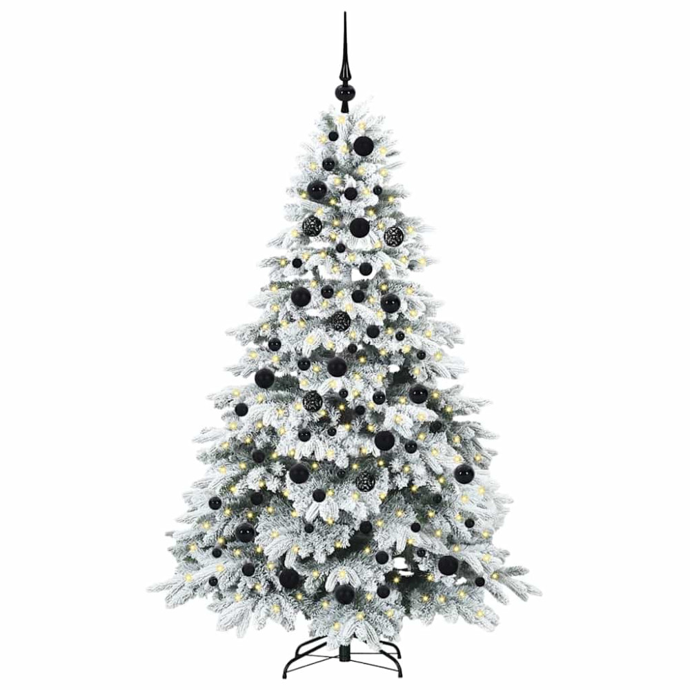 Produktbild för Konstgjord julgran med 300 LED-lampor Vit 180 cm PE och PVC