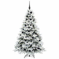 Produktbild för Konstgjord julgran med 300 LED-lampor Vit 180 cm PE och PVC