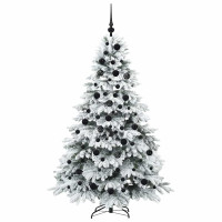 Produktbild för Konstgjord julgran med 300 LED-lampor Vit 180 cm PE och PVC