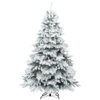 Produktbild för Konstgjord julgran med 300 LED-lampor Vit 180 cm PE och PVC