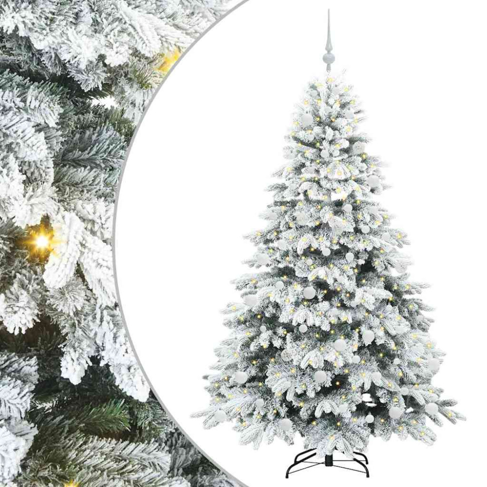 Produktbild för Konstgjord julgran med 300 LED-lampor Vit 180 cm PE och PVC