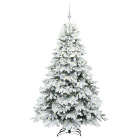 Produktbild för Konstgjord julgran med 300 LED-lampor Vit 180 cm PE och PVC