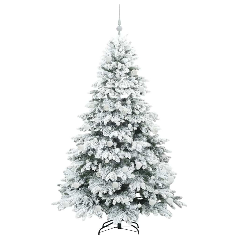 Produktbild för Konstgjord julgran med 300 LED-lampor Vit 180 cm PE och PVC